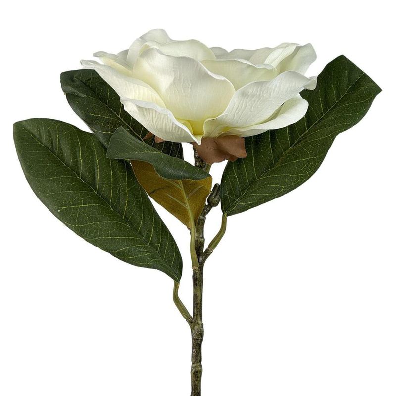 Flor Artificial Magnolia Color Blanco de 10 cm para Floreros y Arreglos