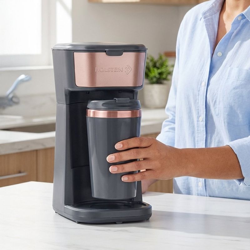 Cafetera Personal de 14 oz con Taza Portátil y Filtro Reutilizable Color Gris