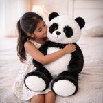 Peluche de Panda Grande Textura Afelpada Suave Color Blanco y Negro de 100 Cm