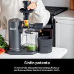 Exprimidor de Prensado en Frío Ninja NeverClog con Control de Pulpa Color Carbón