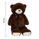 Peluche de Oso Grande con Moño Decorativo Color Café Oscuro de 100 Cm