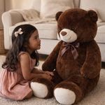 Peluche de Oso Grande con Moño Decorativo Color Café Oscuro de 100 Cm