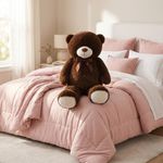 Peluche de Oso Grande con Moño Decorativo Color Café Oscuro de 100 Cm