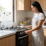 Estufa de 4 Quemadores con Horno y Cubierta de Acero Inoxidable