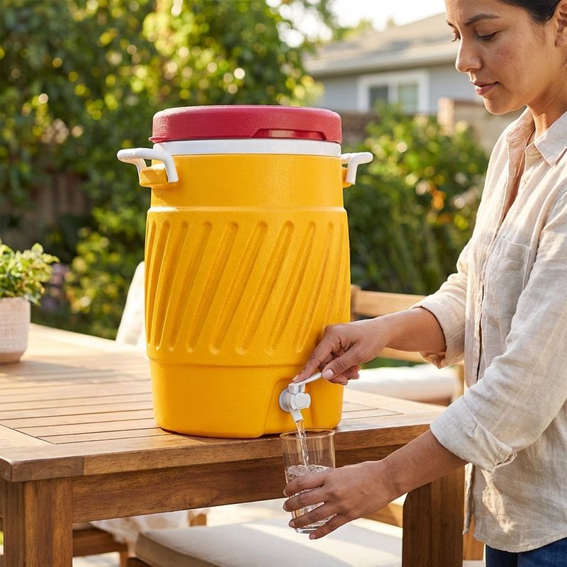 Termo Dispensador de 20 Litros para Bebidas Frías de 38 x 38 x 51 cm Color Amarillo