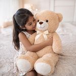 Peluche de Oso Grande con Moño Decorativo Color Beige de 100 Cm