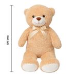 Peluche de Oso Grande con Moño Decorativo Color Beige de 100 Cm