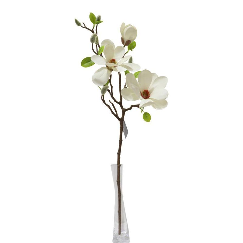 Flor Artificial Magnolia Color Blanco de 75 cm para Floreros y Arreglos
