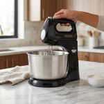 Batidora de Pedestal 2 en 1de 250 W con Bowl de Acero 4.48 L Color Negro