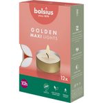 Caja de 12 Velas Tealight Maxi 10 h para Decoración Base Dorada
