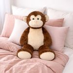 Peluche de Mono Grande Textura Afelpada Suave Color Café y Beige de 100 Cm