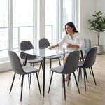 Set de Comedor Kurt para 6 Personas Mesa de Vidrio y Sillas Grises