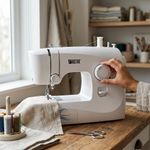 Máquina de Coser Multifunción con 14 Puntadas y Brazo Libre Color Blanco