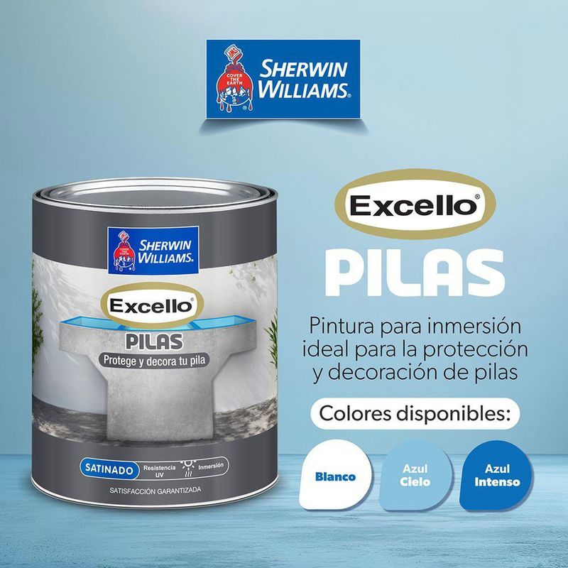Pintura Excello de 1/4 Galón para Pilas Acabado Satinado Color Azul Intenso