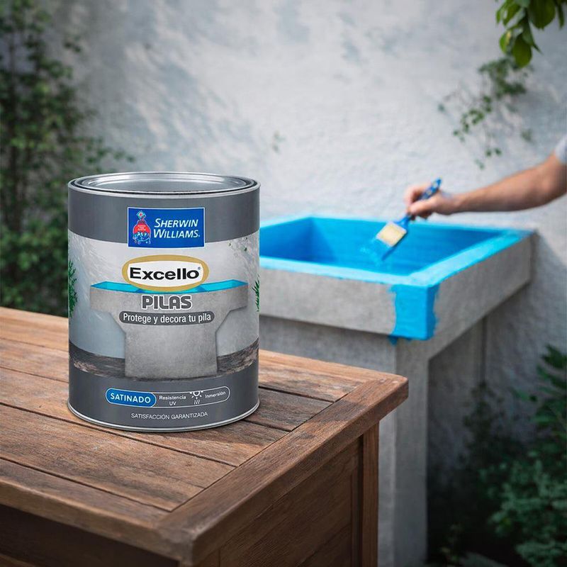 Pintura Excello de 1/4 Galón para Pilas Acabado Satinado Color Azul Intenso