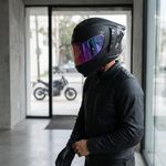 Casco Integral Xpro Sólido Talla M para Motociclista Color Negro Mate con Morado