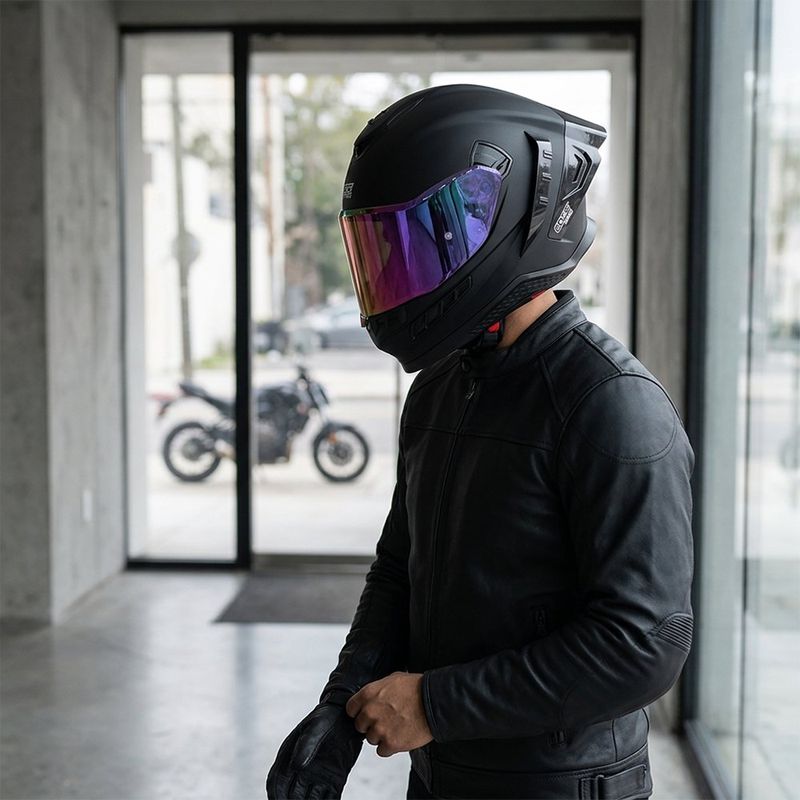 Casco Integral Xpro Sólido Talla M para Motociclista Color Negro Mate con Morado
