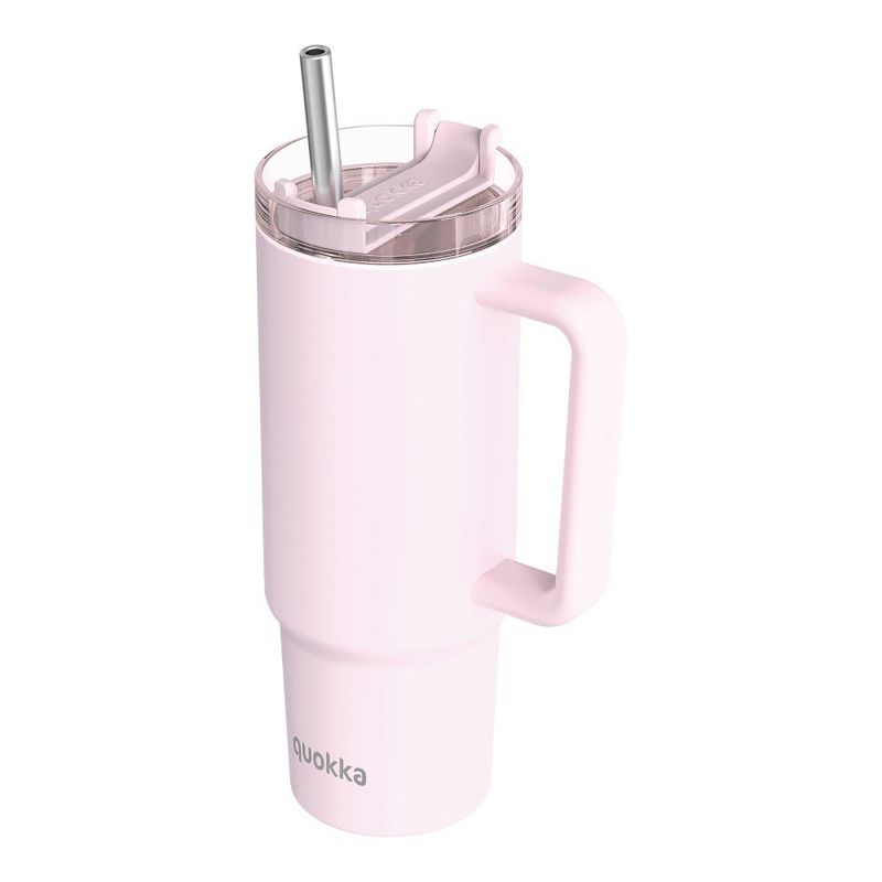 Vaso Térmico de Acero Inoxidable de 950 mL con Asa y Pajilla Color Rosado Pastel