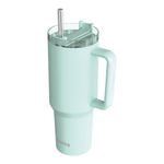 Vaso Térmico de Acero Inoxidable de 1200 mL con Asa y Pajilla Color Turquesa