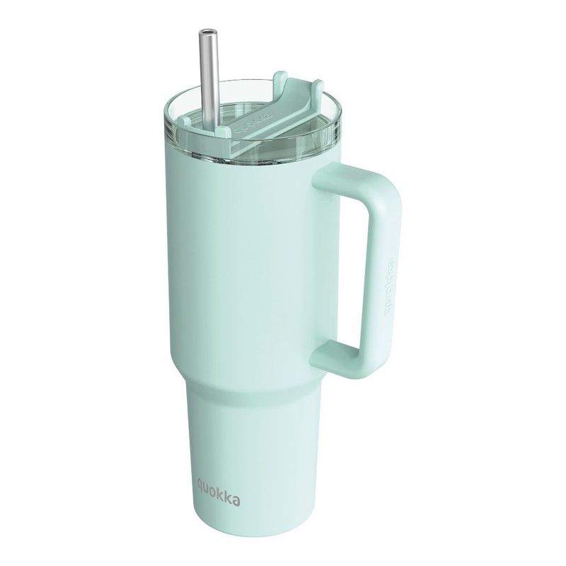 Vaso Térmico de Acero Inoxidable de 1200 mL con Asa y Pajilla Color Turquesa