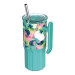 Vaso Térmico de Acero Inoxidable de 720 mL con Asa, Pajilla y Base de Silicona Color Verde