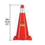 Cono de Precaución en PVC de 70 cm con Reflejante Color Naranja