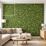 Follaje Artificial Decorativo con Flores Blancas de 50 x 50 cm Color Verde