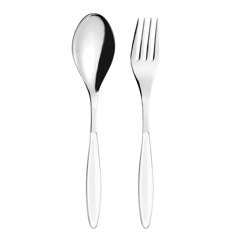 Set de 2 Cubiertos para Servir Feeling de Acero Inoxidable con Mango Blanco de 25 cm