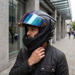 Casco Integral Xpro Sólido Talla L para Motociclista Color Negro Mate con Azul