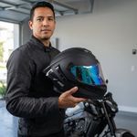 Casco Integral Xpro Sólido Talla L para Motociclista Color Negro Mate con Azul
