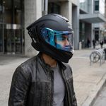 Casco Integral Xpro Sólido Talla L para Motociclista Color Negro Mate con Azul