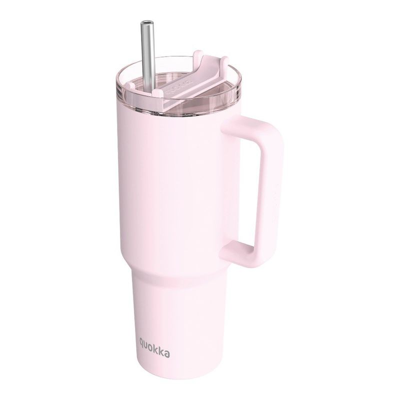 Vaso Térmico de Acero Inoxidable de 1200 mL con Asa y Pajilla Color Rosado Pastel
