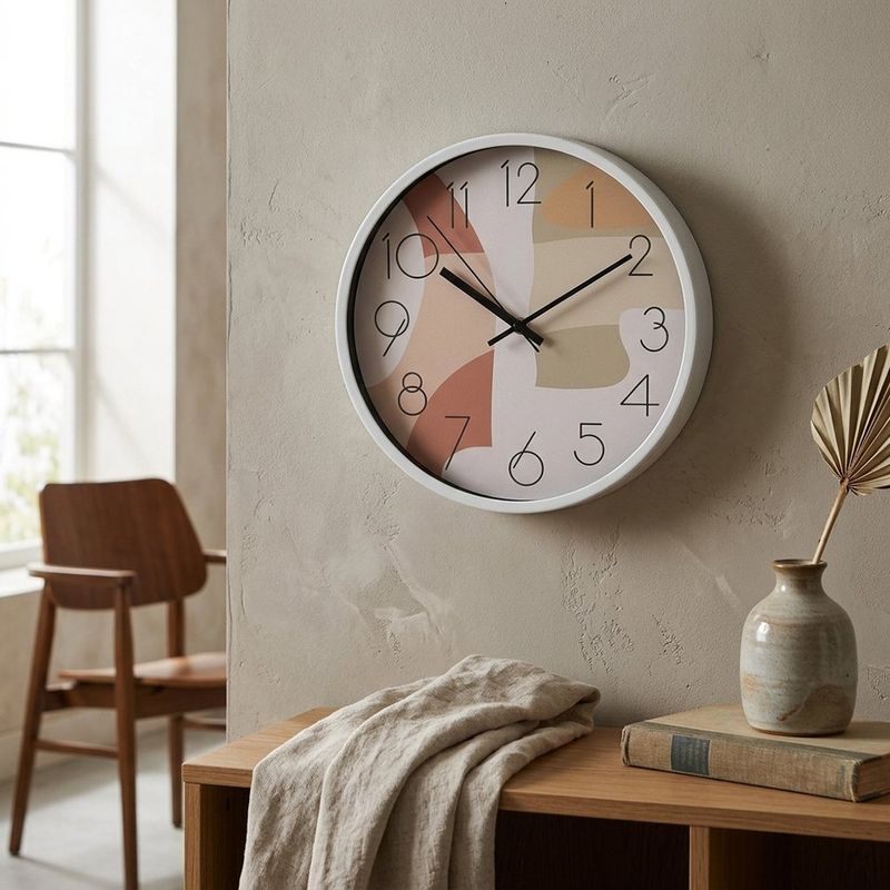 Reloj de Pared de 30 cm Diseño Abstracto en Tonos Tierra con Números Negros