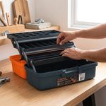 Caja para Herramientas de 16 plg de Polipropileno con 3 Bandejas Deslizables y 33 Compartimentos