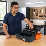 Caja para Herramientas de 16 plg de Polipropileno con 3 Bandejas Deslizables y 33 Compartimentos