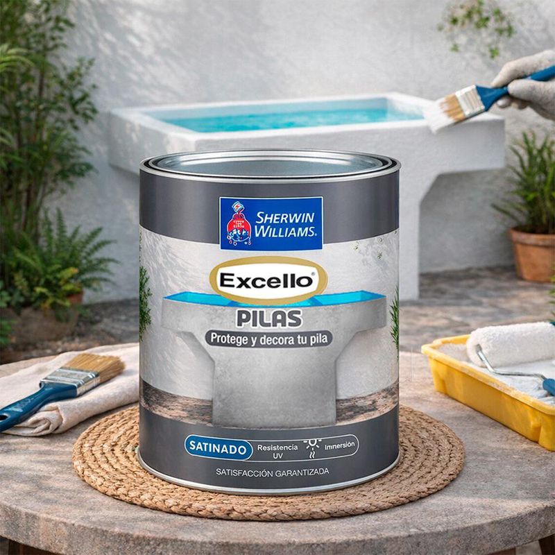 Pintura Excello de 1/4 Galón para Pilas Acabado Satinado Color Blanco
