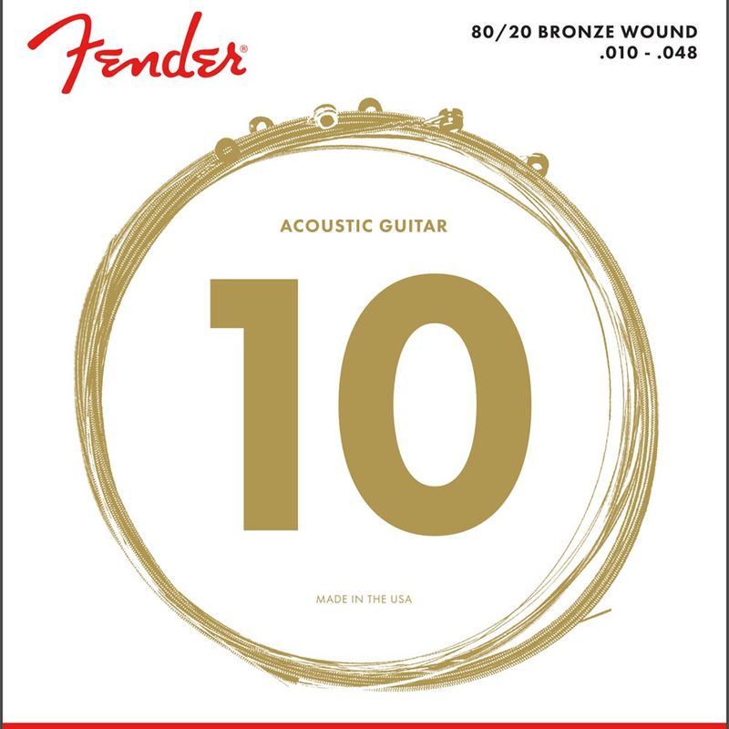 Cuerdas para Guitarra Acústica 70XL Fender 010-048 Color Bronce 80/20