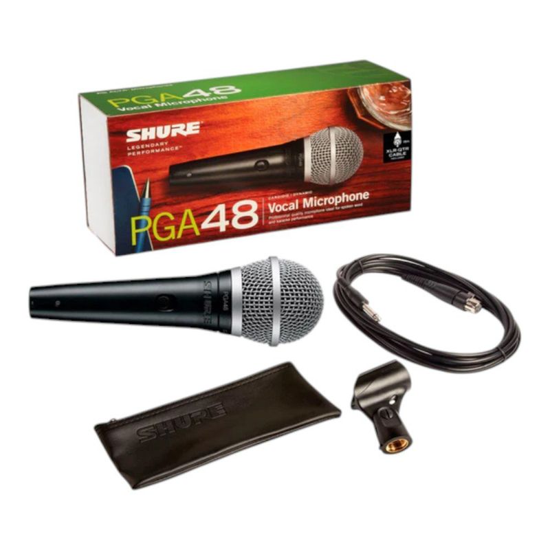 Micrófono Dinámico Shure PGA48 con Cable XLR de 4.57 m Color Negro
