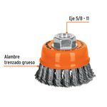 Cepillo de Copa Trenzada Gruesa para Esmeril de 3 x 5/8 plg