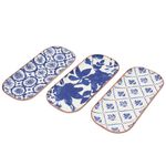 Plato Blue Indigo en Cerámica de 25 x 11.3 cm para Servir - Diseños Surtidos Azul y Blanco