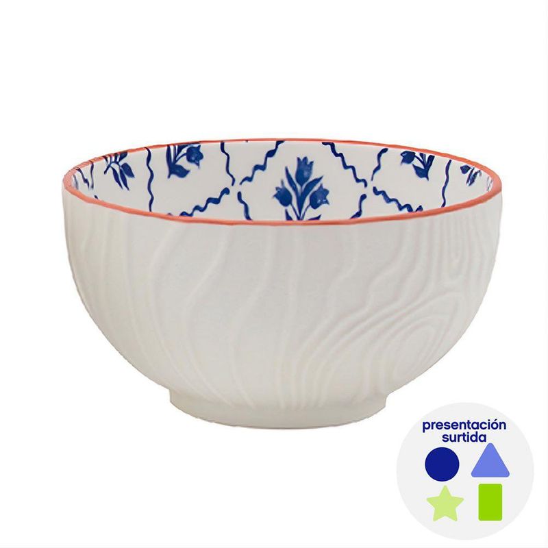 Tazón Pequeño Blue Indigo en Cerámica de 4.5 Plg - Diseños Surtidos Azul y Blanco