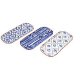 Plato Blue Indigo en Cerámica de 25 x 11.3 cm para Servir - Diseños Surtidos Azul y Blanco