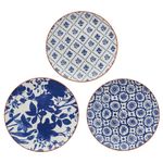 Plato Blue Indigo en Cerámica de 10.5 Plg para Cena - Diseños Surtidos Azul y Blanco