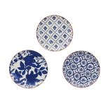 Plato Blue Indigo en Cerámica de 8.5 Plg para Ensalada - Diseños Surtidos Azul y Blanco