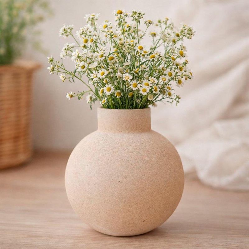 Florero Circular Ivory de 19 x 19 x 21 cm para Decoración