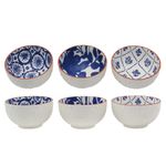 Tazón Pequeño Blue Indigo en Cerámica de 4.5 Plg - Diseños Surtidos Azul y Blanco