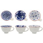 Taza Blue Indigo en Cerámica de 14 oz - Diseños Surtidos Azul y Blanco