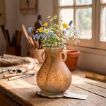 Jarrón Cántaro de Vidrio de 16 cm Color Café para Decoración