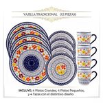 Vajilla Luxemburgo en Porcelana de 12 Piezas con Diseño Floral Multicolor