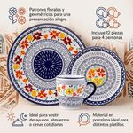 Vajilla Luxemburgo en Porcelana de 12 Piezas con Diseño Floral Multicolor